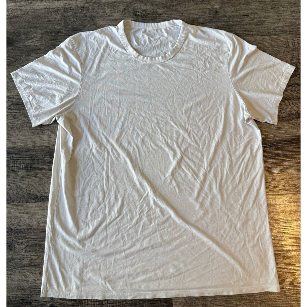 Lululemon Mens White Short Sleeve Crewneck T-Shirt Basic Gym Tee Fits XL